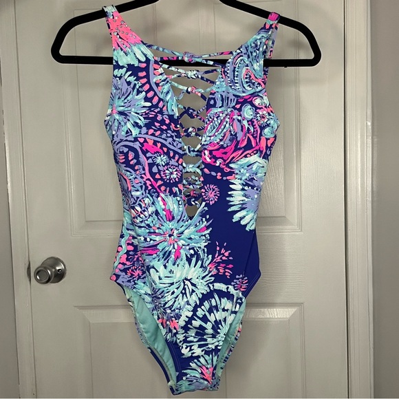 Lilly Pulitzer Other - Lilly Pulitzer Twilight Blue Isle Lattice Swimsuit 0 NWT